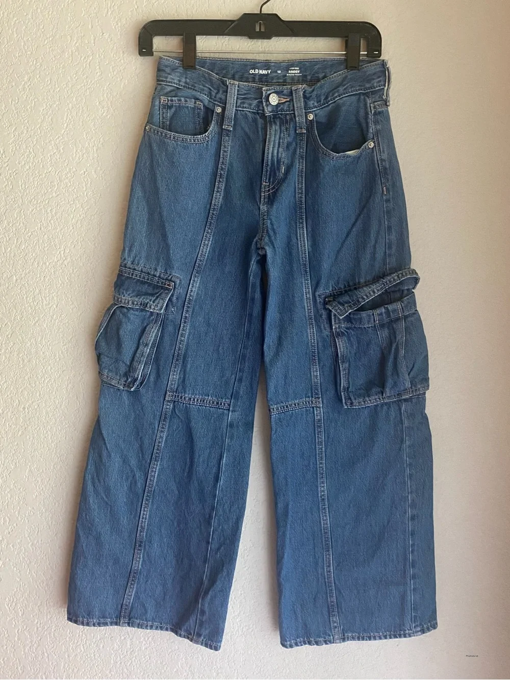 Old Navy Blue Wide-Leg Cargo Jeans for Kids